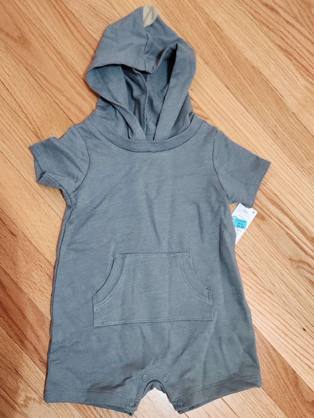 Carter's Short Sleeve Hooded Romper in Olive
